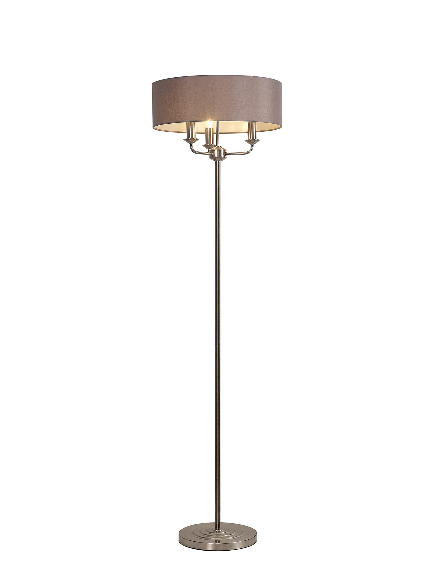 DK0922  Banyan 45cm 3 Light Floor Lamp Satin Nickel; Grey